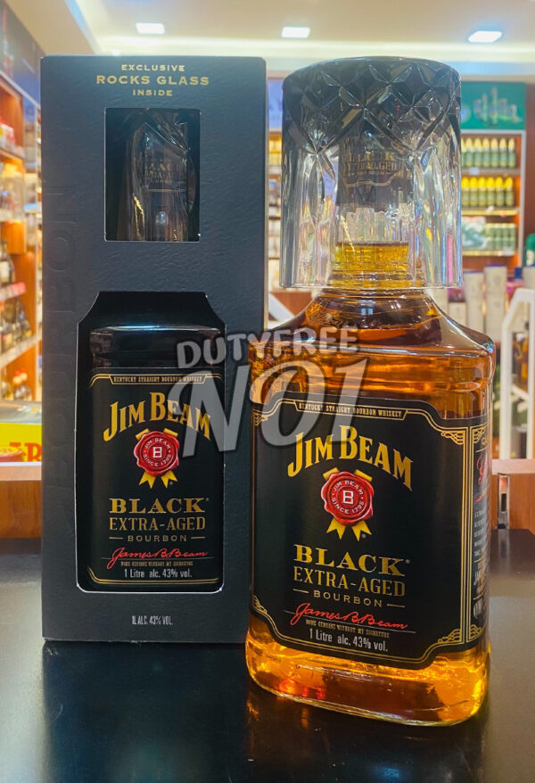 Jim Beam Black Label (Exclusive Rocks Glass Inside) (1L) - Image 3